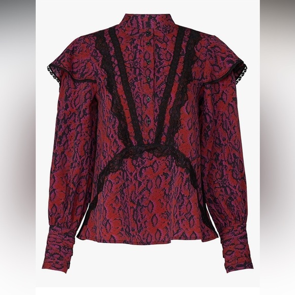 Koche Lace Trim Python Top woman’s size 36 or US size 4 - Picture 2 of 10